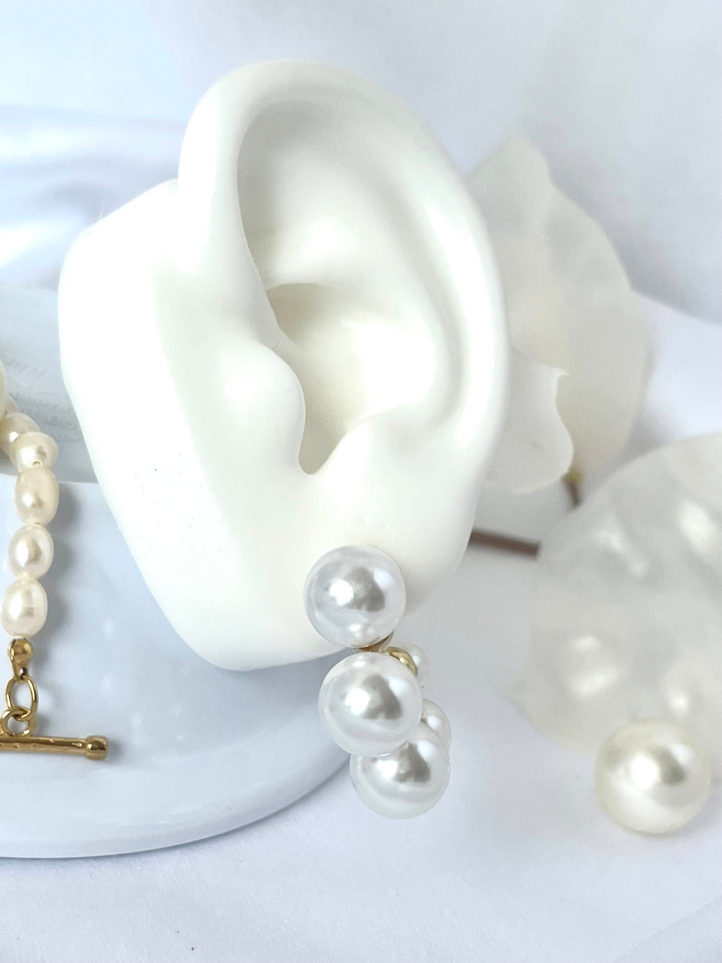 C Pearl Hoop Earring